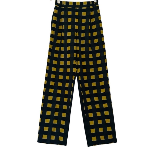 STINE GOYA JELENA YELLOW CHECKED TROUSER PANTS SIZE XS - Picture 3 of 13